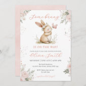 Niedlich Bunny Girl Baby Dusche Einladung (Vorne/Hinten)