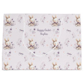 Niedlich Bunny Girl Personalisiert Name Lila Oster Große Geschenktüte (Vorderseite)