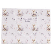 Niedlich Bunny Girl Personalisiert Name Lila Oster Große Geschenktüte (Rückseite)