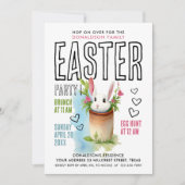 Niedlich Bunny Green Pink Ostereier Jagen Wasserfa Einladung (Vorderseite)