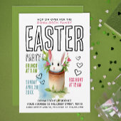 Niedlich Bunny Green Pink Ostereier Jagen Wasserfa Einladung