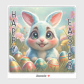 Niedlich Bunny Happy Eastter Aufkleber (Blatt)