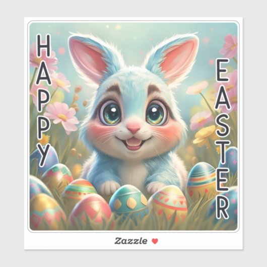 Niedlich Bunny Happy Eastter Aufkleber (Blatt)