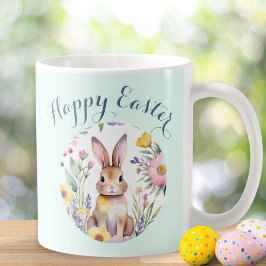 Niedlich Bunny Happy Oster Floral Personalisiert Kaffeetasse