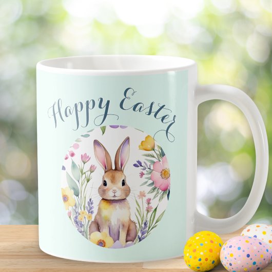 Niedlich Bunny Happy Oster Floral Personalisiert Kaffeetasse