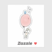 Niedlich Bunny Holding a Balloon Aufkleber (Blatt)