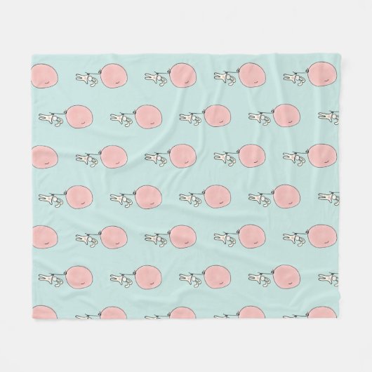 Niedlich Bunny Holding a Balloon Fleecedecke (Vorderseite (Horizontal))