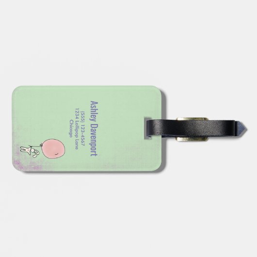 Niedlich Bunny Holding a Balloon Gepäckanhänger (Rückseite horizontal)