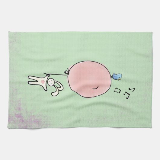 Niedlich Bunny Holding a Balloon Handtuch (Horizontal)