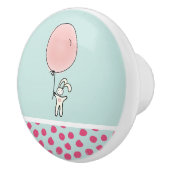 Niedlich Bunny Holding a Balloon Keramikknauf (Rechts)