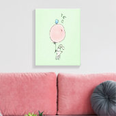 Niedlich Bunny Holding a Balloon Leinwanddruck (Insitu (Wohnzimmer))