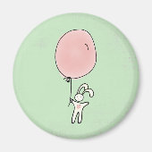 Niedlich Bunny Holding a Balloon Magnet (Vorne)