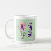 Niedlich Bunny Holding a Balloon Monogram Kaffeetasse (Links)