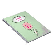 Niedlich Bunny Holding a Balloon Monogram Notizblock (Rechte Seite)