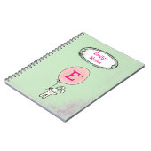 Niedlich Bunny Holding a Balloon Monogram Notizblock (Linke Seite)