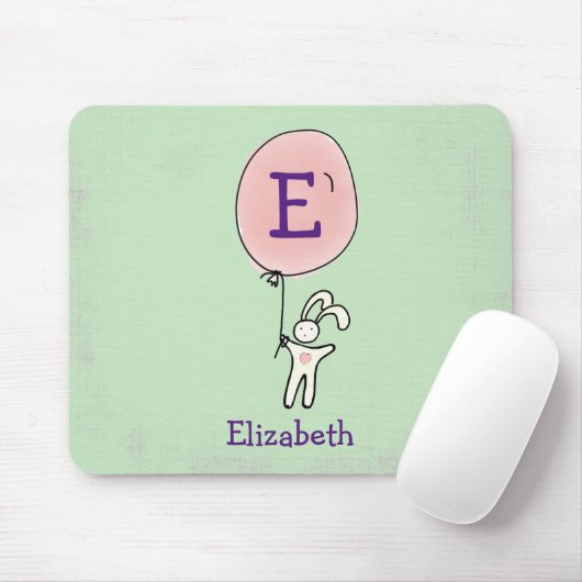 Niedlich Bunny Holding a Balloon Mousepad (Mit Mouse)