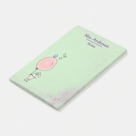 Niedlich Bunny Holding a Balloon Post-it Klebezettel (angewinkelt)