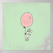 Niedlich Bunny Holding a Balloon Poster (Vorne)