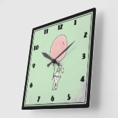 Niedlich Bunny Holding a Balloon Quadratische Wanduhr (Winkel)