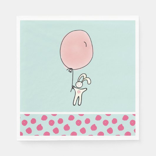 Niedlich Bunny Holding a Balloon Serviette (Vorderseite)