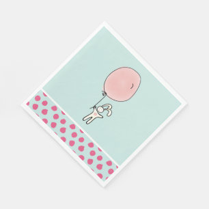 Niedlich Bunny Holding a Balloon Serviette