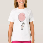 Niedlich Bunny Holding a Balloon T-Shirt (Vorderseite)