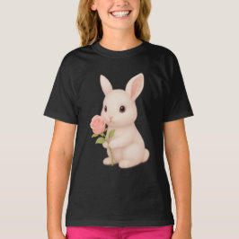 Niedlich Bunny Holding Blume Girls' T - Shirt