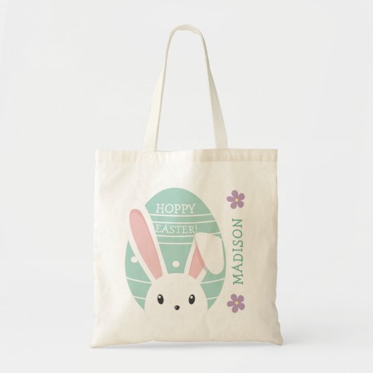 Niedlich Bunny Hoppy Osterei Jagd Personalisiert N Tragetasche (Vorne)