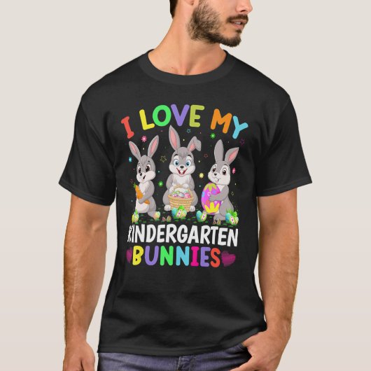 Niedlich Bunny I Liebe Mein Kindergarten Bunnies L T-Shirt (Vorderseite)