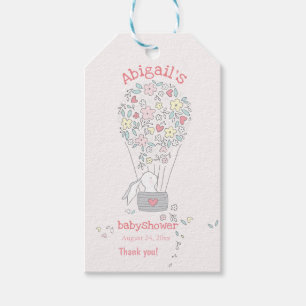 Niedlich Bunny in Air Balloon - Babydusche Vielen  Geschenkanhänger