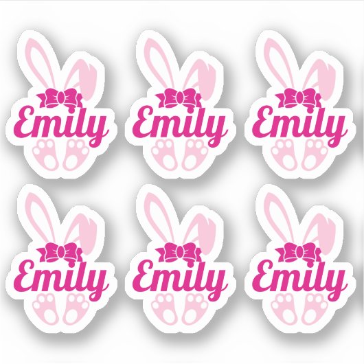 Niedlich Bunny Individuelle Name Stickers Aufkleber (Vorderseite)