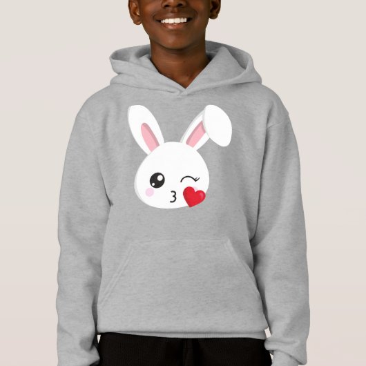 Niedlich Bunny, Little Bunny, White Bunny, Herz, K Hoodie (Vorderseite)