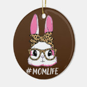 Niedlich Bunny Mama Life Leopard Messy Bun Brille Keramik Ornament (Links)