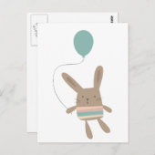 Niedlich Bunny mit Balloon Postkarte (Vorne/Hinten)