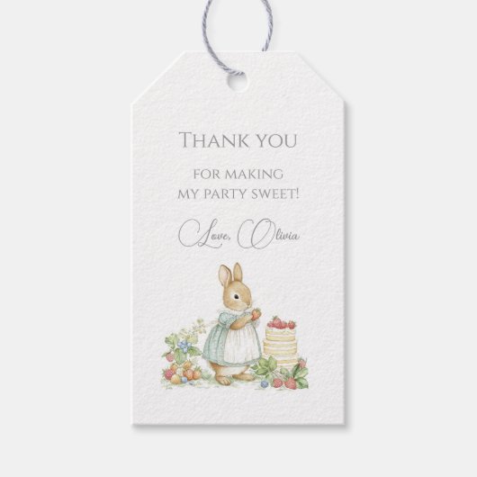 Niedlich Bunny mit Erdbeeren Geschenkanhänger (Vorderseite)