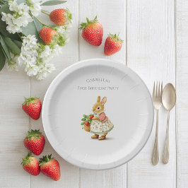 Niedlich Bunny mit Erdbeeren Pappteller