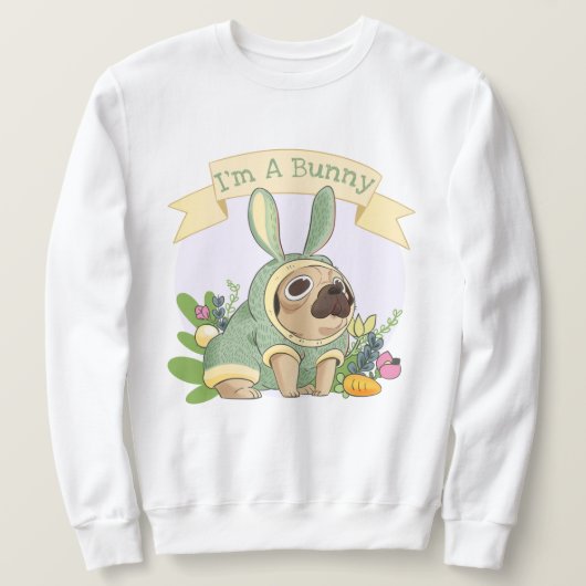 Niedlich Bunny Mops Sweatshirt (Design vorne)