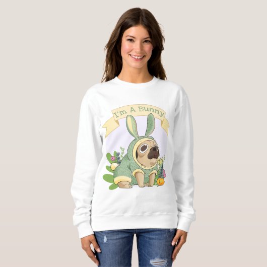 Niedlich Bunny Mops Sweatshirt (Vorne ganz)