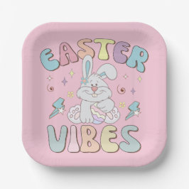 Niedlich Bunny Oaster Vibes Pastel Spring Party Pappteller