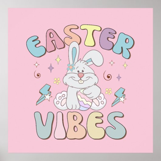 Niedlich Bunny Oaster Vibes Pastel Spring Party Poster (Vorne)