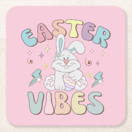 Niedlich Bunny Oaster Vibes Pastel Spring Party Rechteckiger Pappuntersetzer