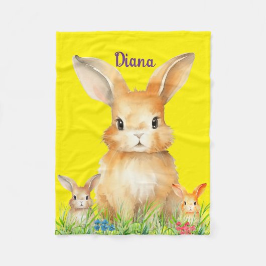 Niedlich Bunny Personalisiert Fleecedecke (Vorderseite)