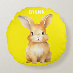 Niedlich Bunny Personalisiert Rundes Kissen