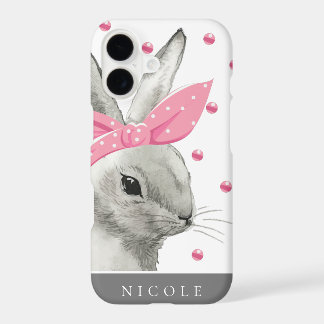 Niedlich Bunny Pink Bow Personalisiert