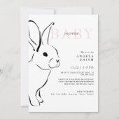 Niedlich Bunny Pink Gingham Baby Girl Dusche II Einladung (Vorderseite)