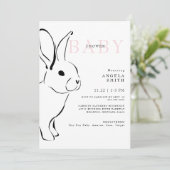 Niedlich Bunny Pink Gingham Baby Girl Dusche II Einladung (Stehend Vorderseite)