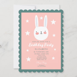 Niedlich Bunny Pink Green Lila Stars Geburtstag Einladung
