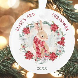 Niedlich Bunny Poinsettia Elegante Girl Name Ornament