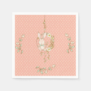 Niedlich Bunny Polka Dot Floral Baby Dusche Serviette