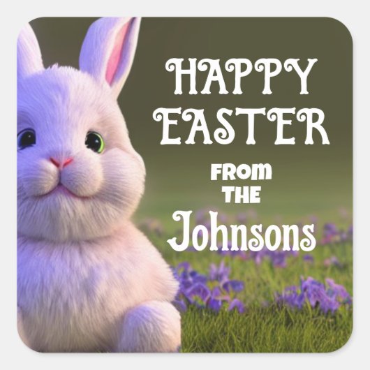 Niedlich Bunny Quadratischer Aufkleber (Vorderseite)